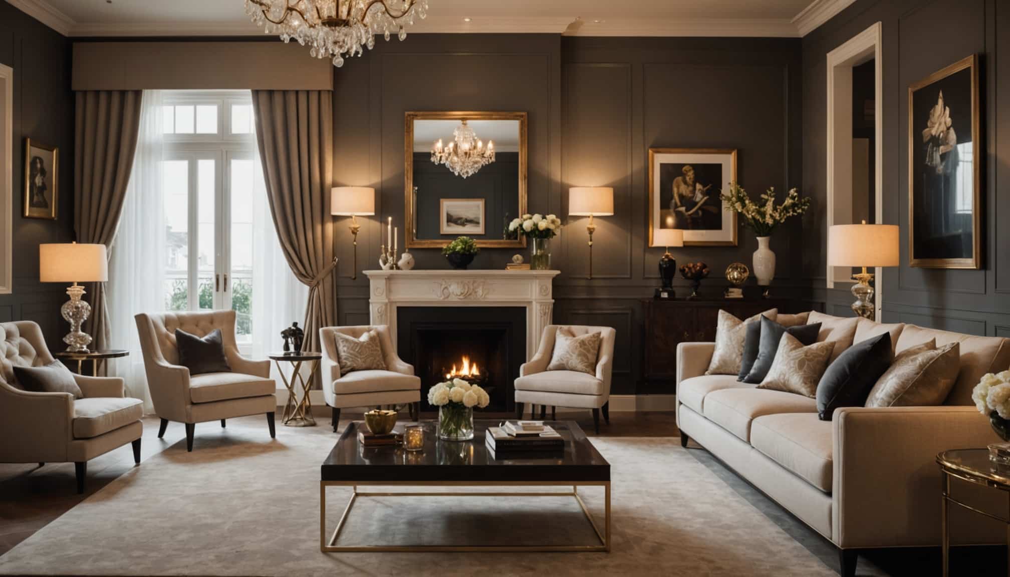 Agencement élégant d'un intérieur luxueux moderne  
Espace raffiné alliant confort et style prestigieux