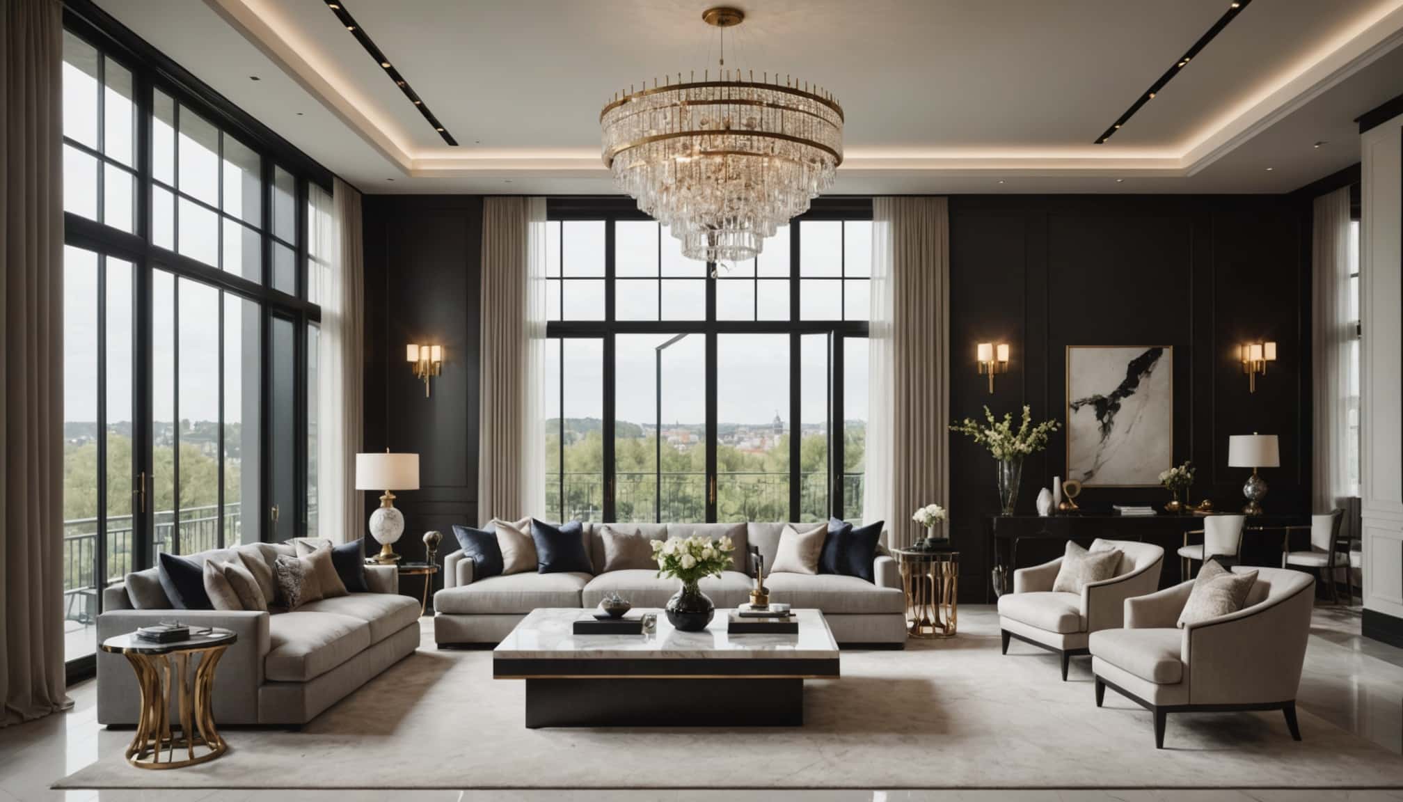 Agencement élégant d'un intérieur luxueux moderne