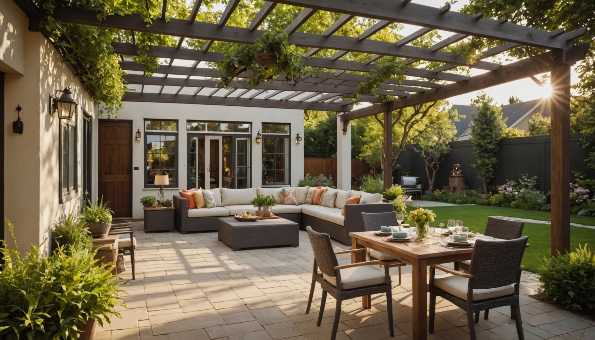 Aménagement d'un jardin autour d'une maison moderne