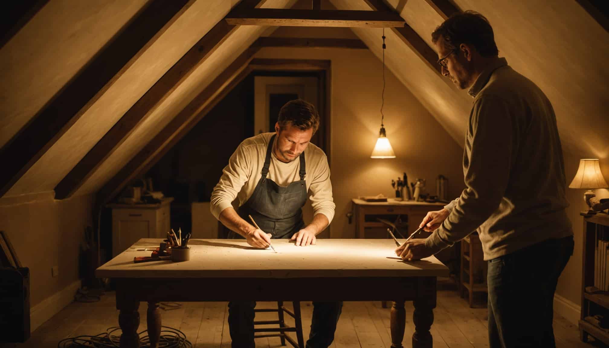 Artisan plaquiste en pleine action dans un intérieur  
Professionnel du plâtre travaillant sur un mur décoratif